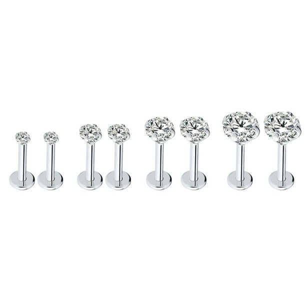1 ONE 16G STAINLESS 3D STYLE 4MM STAR TOP LABRET MONROE TRAGUS CARTILAGE 3 SIZE
